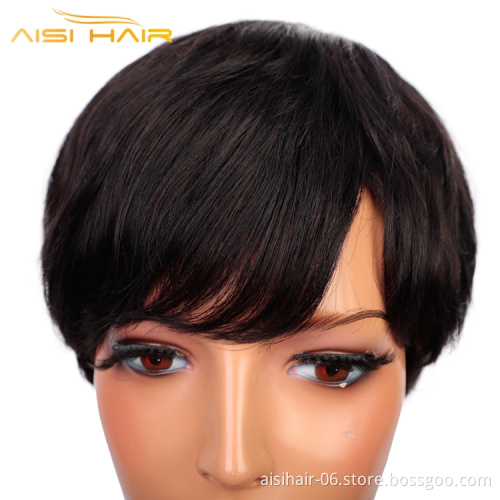 Aisi Hair Hot Selling Wholesale Color Black Short Pixie Cut 100% Brazilian For Black Women Extensions Human Hair